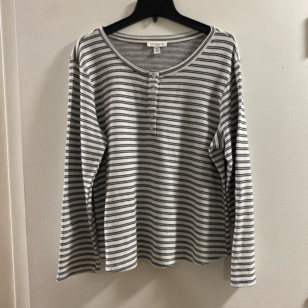Vintage America Gray‎ Striped Top